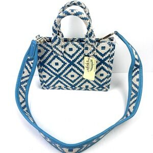 Do Everything in Love Blue Geometric Tweed Handbag Brand New